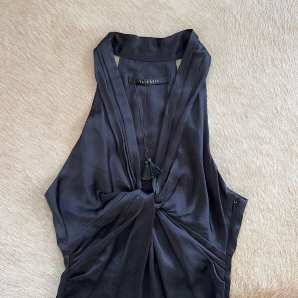 Designer Black Halo elegant black 100% silk mini dress sz XS - Picture 3 of 7